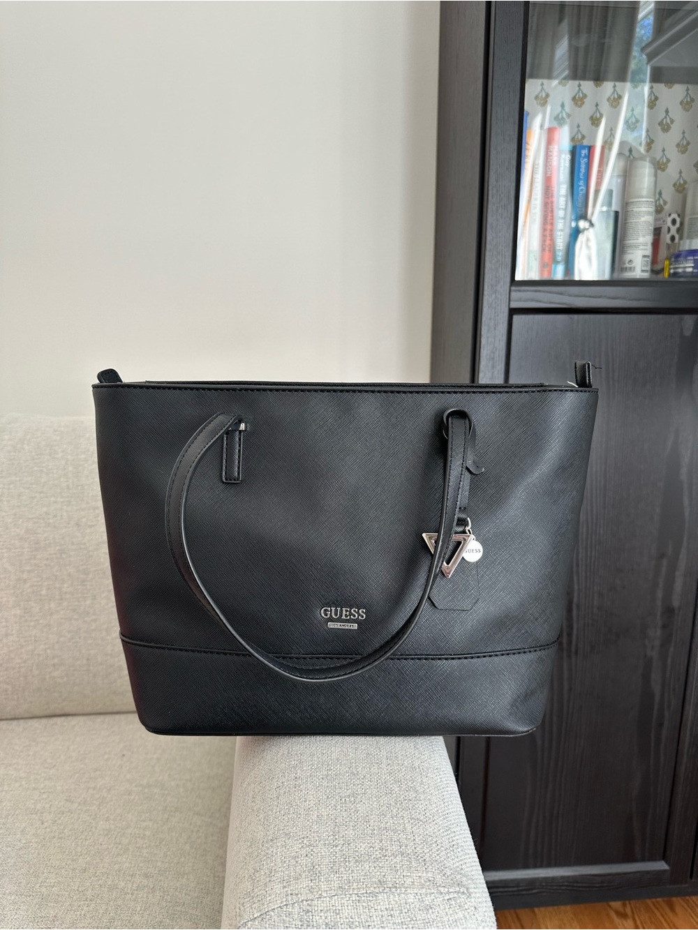 GUESS Black Tote with Logo Charm